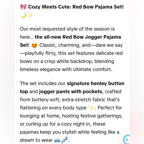 Jordann Jammie’s- Red Bow Joggers pajama set BNIB MSRP $48 - Picture 3 of 3